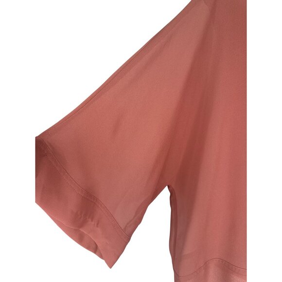 2/$30 ZARA XS Woman Rose Pink V-Neck Blouse Sheer Overlay - Picture 6 of 14